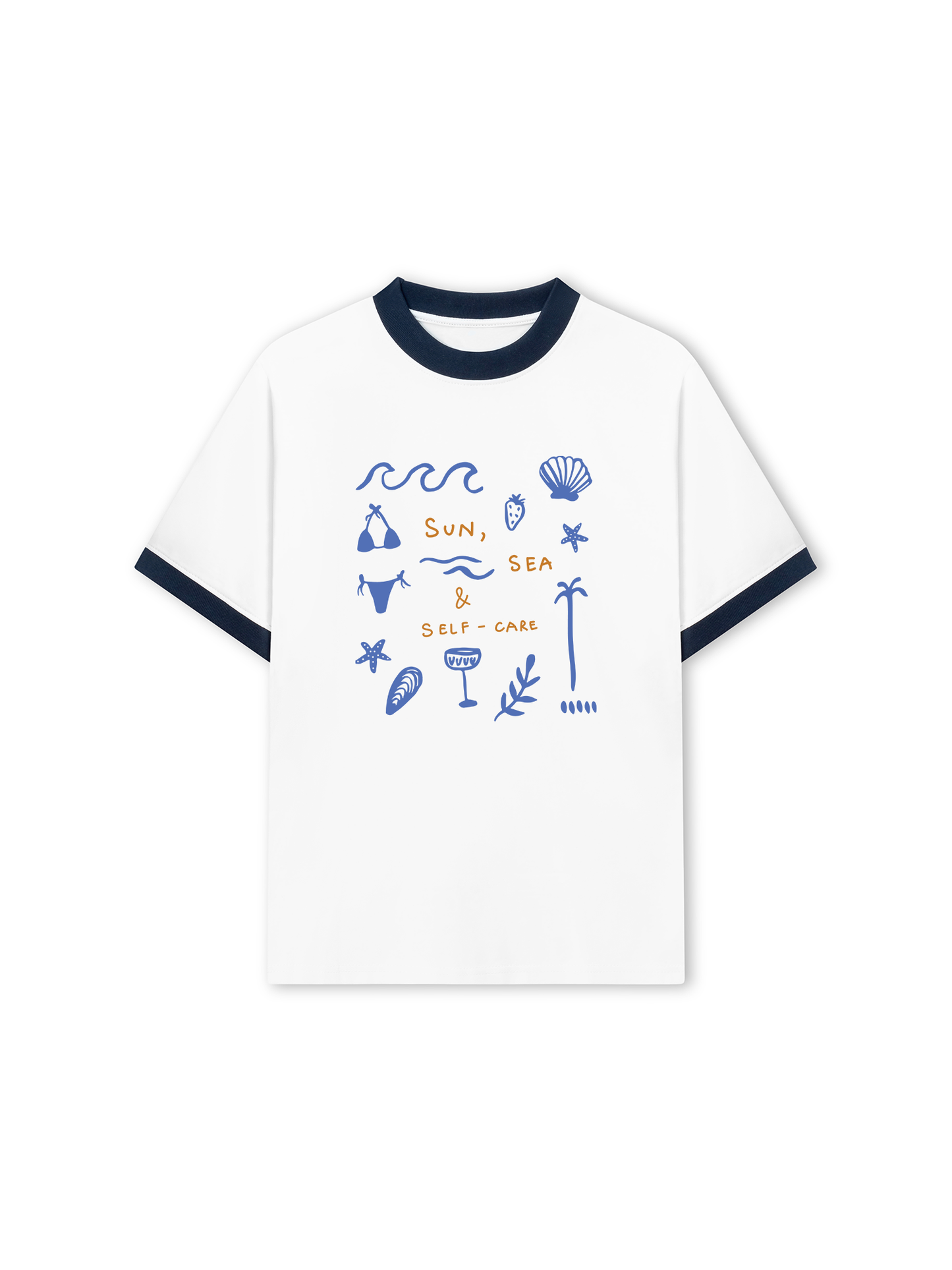 Áo Thun Ringer Relaxed Fit Sun, Sea & Self-Care