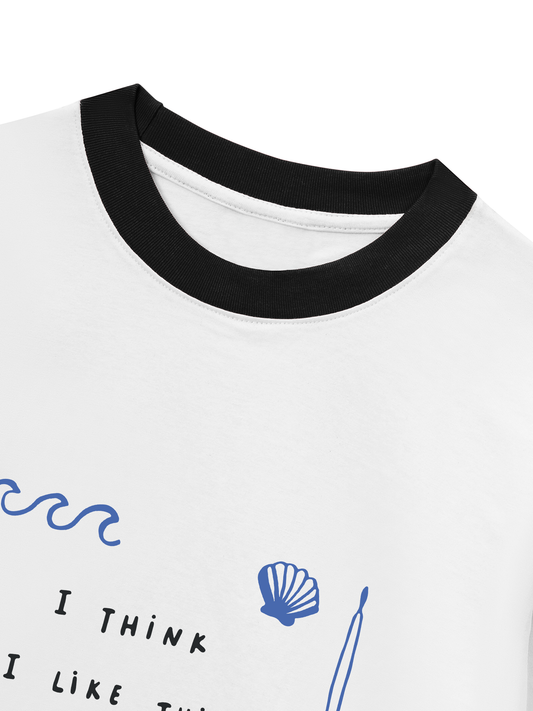 Áo Thun Ringer Relaxed Fit I Think I Like This Little Life