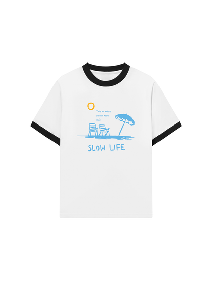 Áo Thun Ringer Relaxed Slow Life