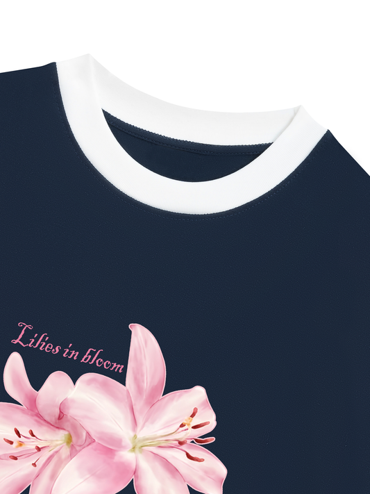 Áo Thun Ringer Relaxed Fit Lilies in Bloom