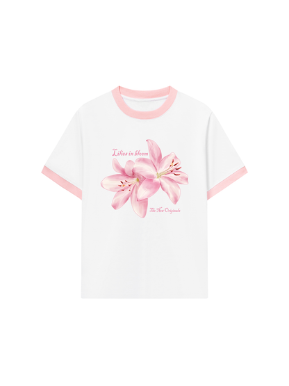 Áo Thun Ringer Relaxed Fit Lilies in Bloom