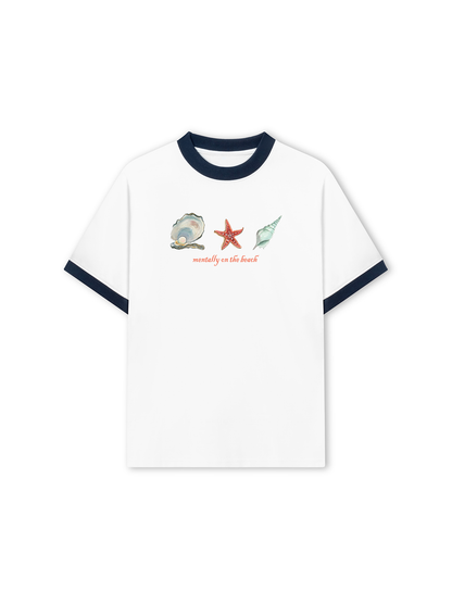 Áo Thun Ringer Relaxed Fit Mentally on the Beach