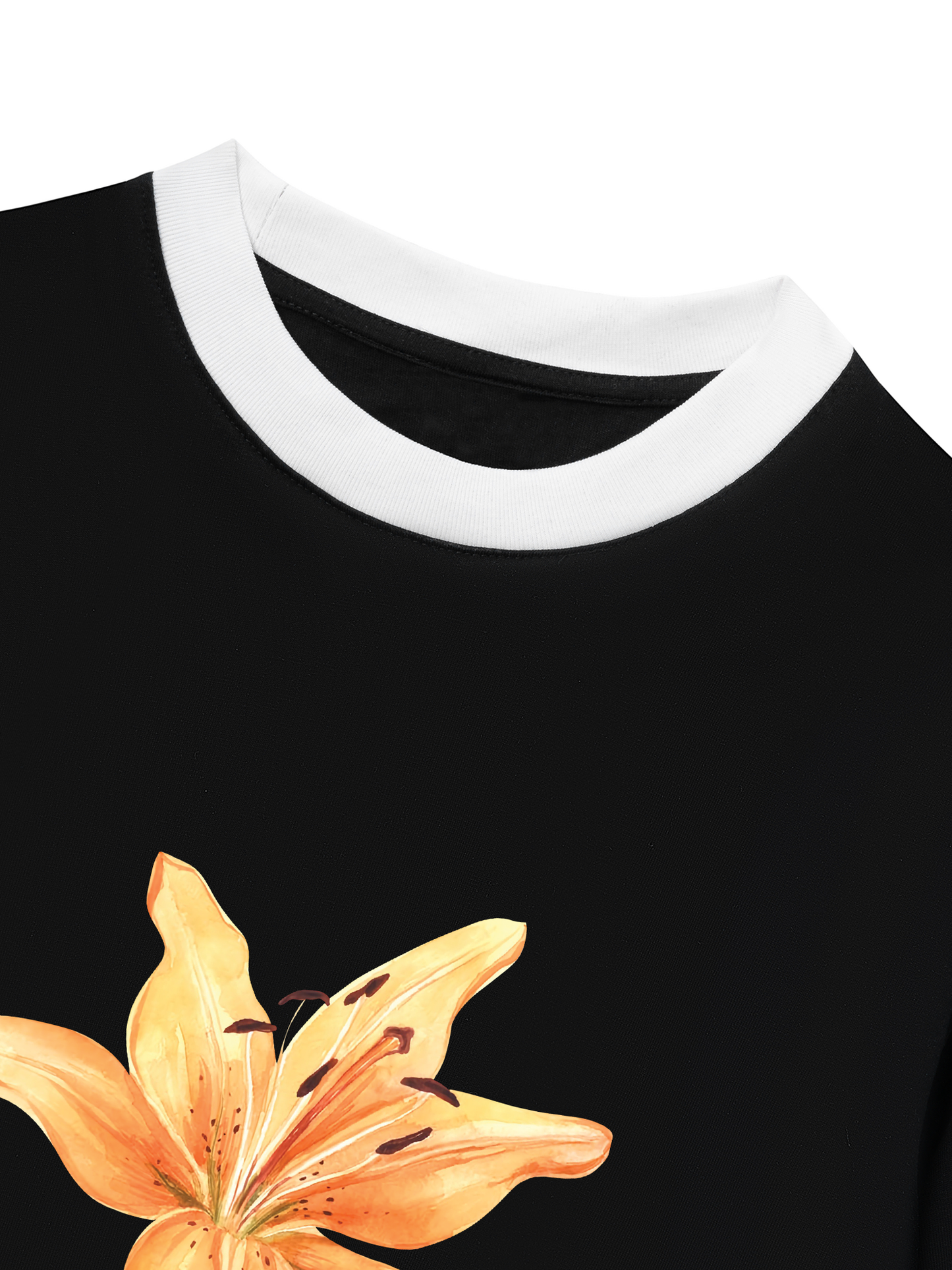 Áo Thun Ringer Relaxed Fit Yellow Lily Flower
