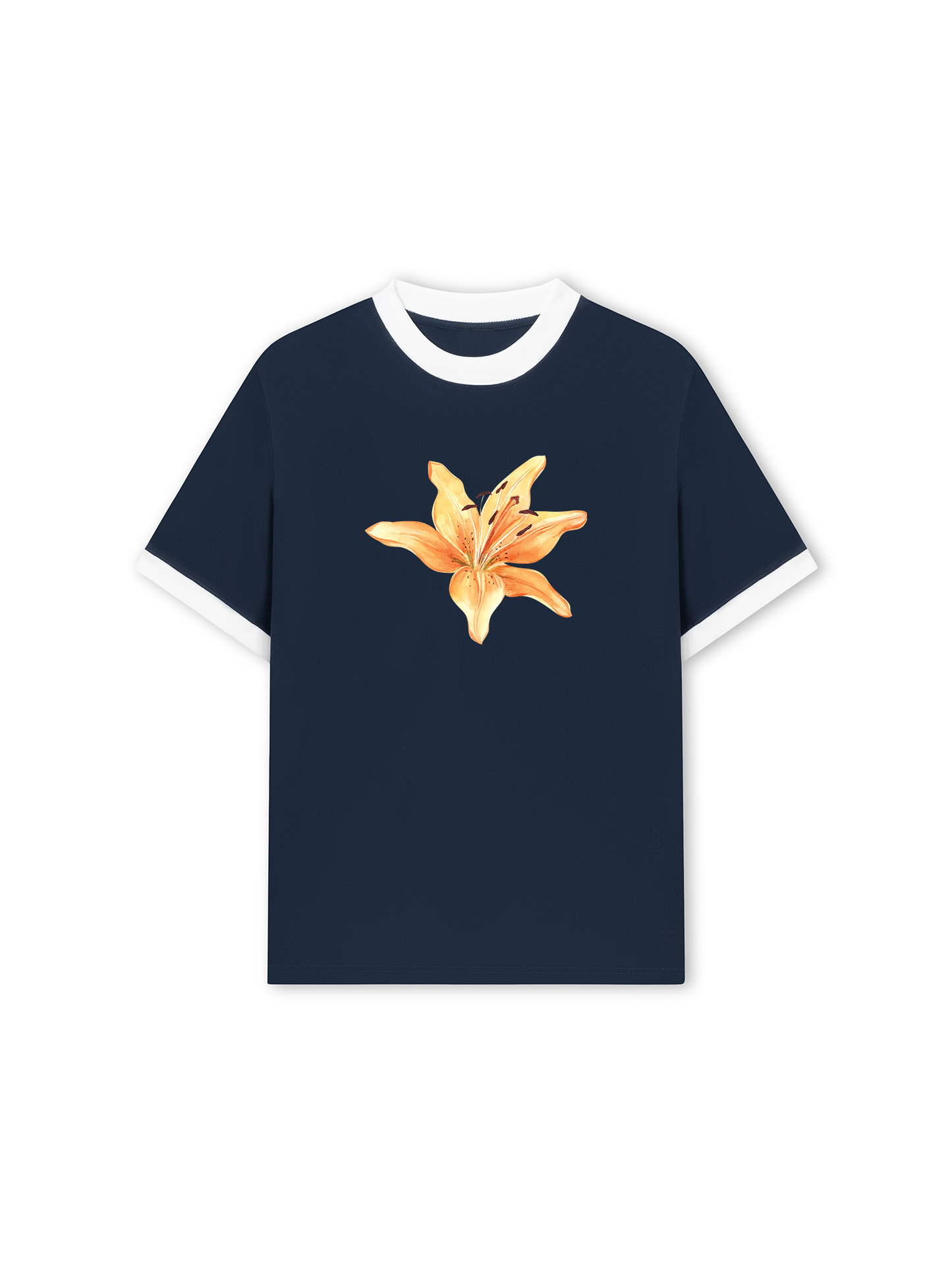 Áo Thun Ringer Relaxed Fit Yellow Lily Flower