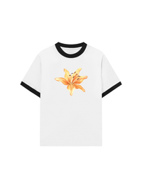 Áo Thun Ringer Relaxed Fit Yellow Lily Flower