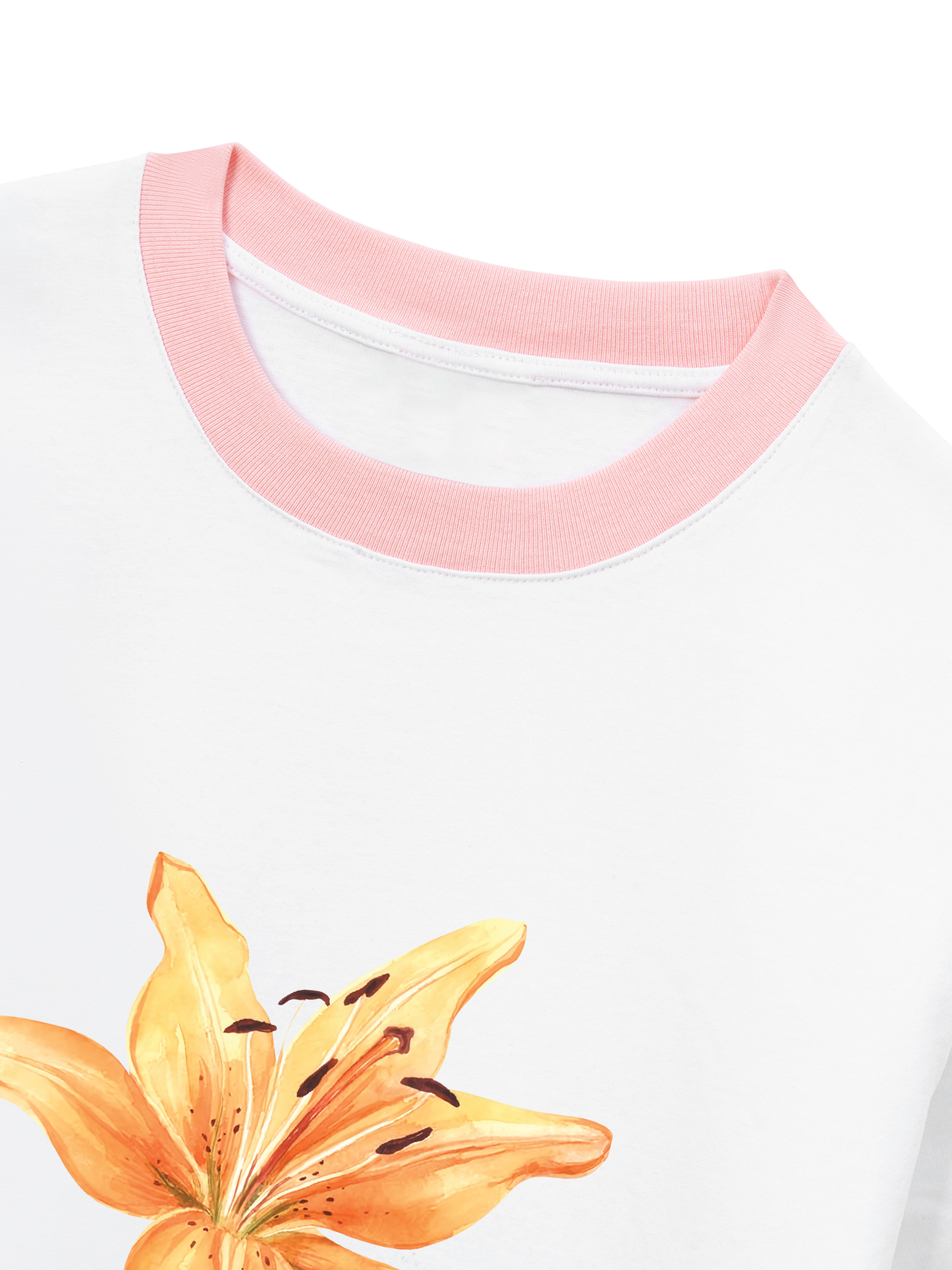 Áo Thun Ringer Relaxed Fit Yellow Lily Flower