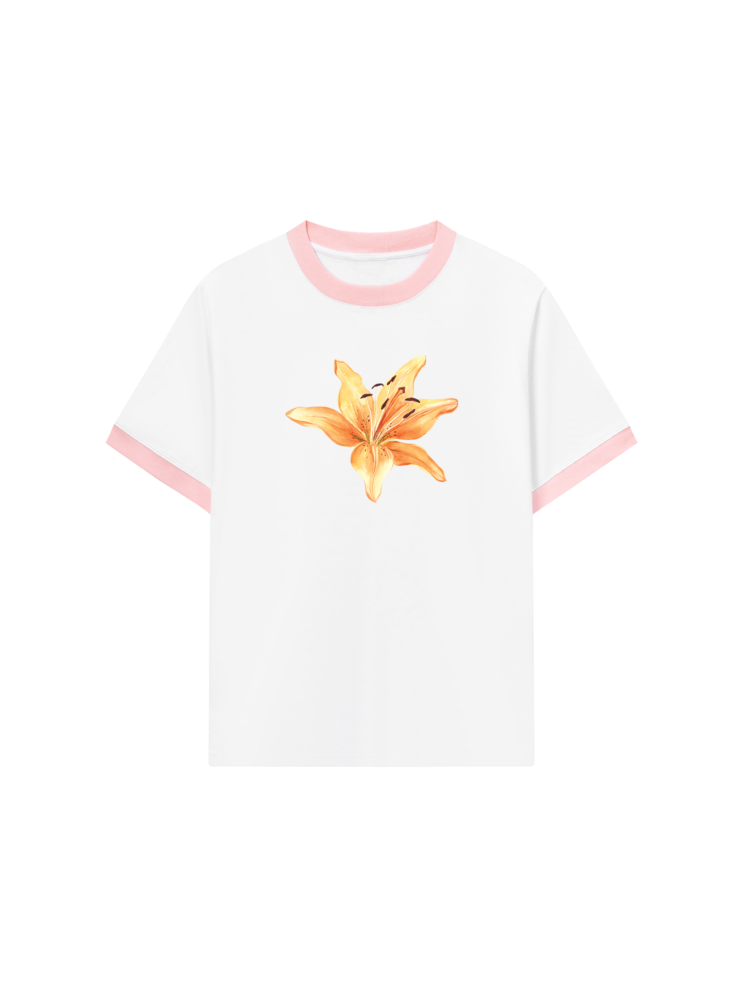 Áo Thun Ringer Relaxed Fit Yellow Lily Flower