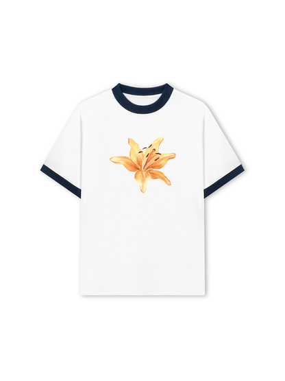 Áo Thun Ringer Relaxed Fit Yellow Lily Flower