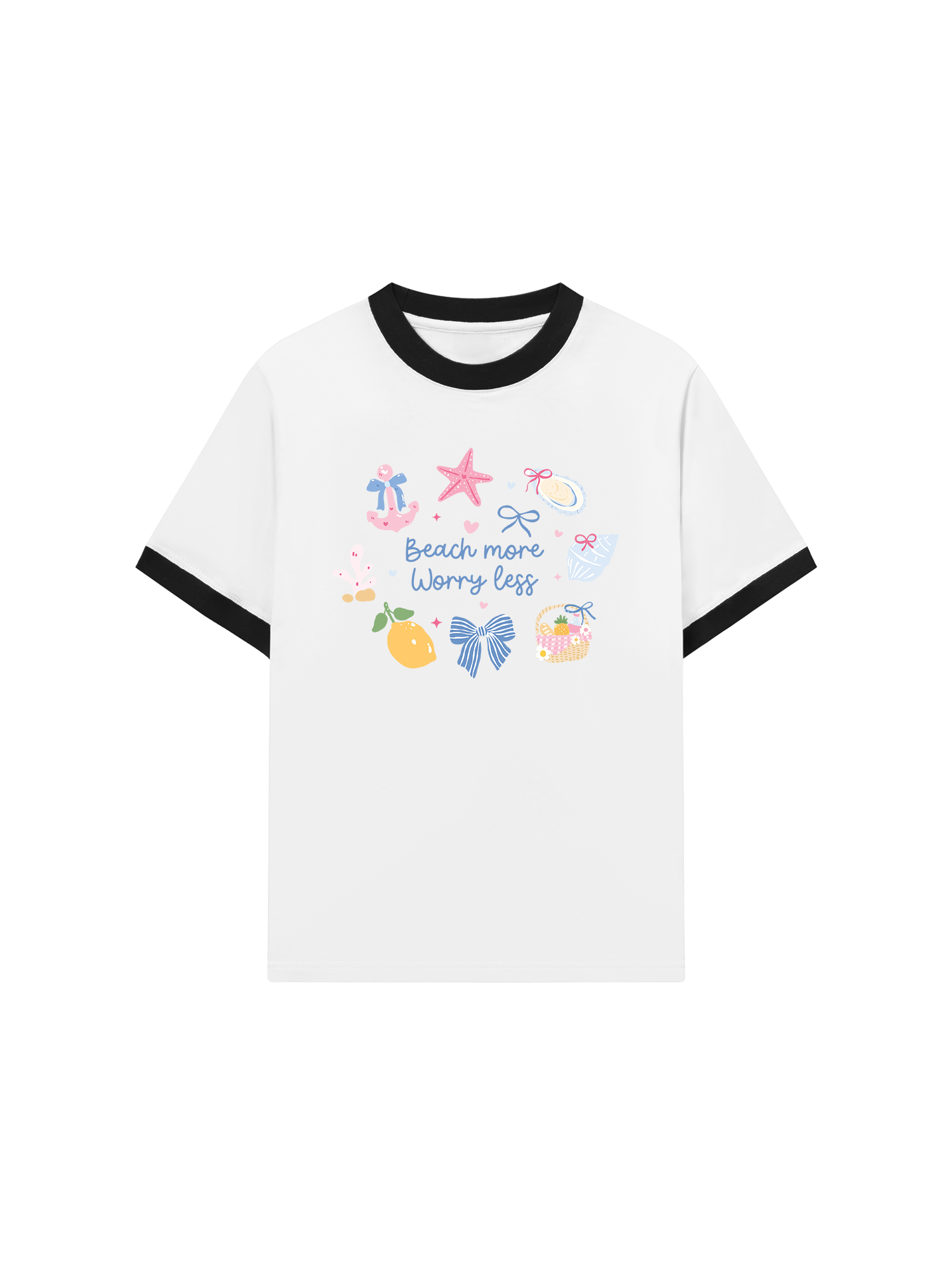 Áo Thun Ringer Relaxed Fit Beach More Worry Less
