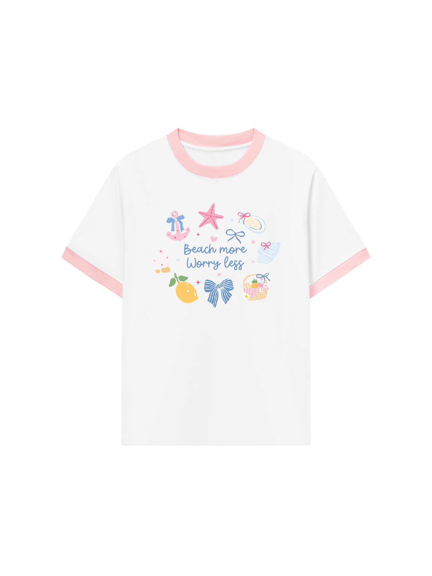 Áo Thun Ringer Relaxed Fit Beach More Worry Less