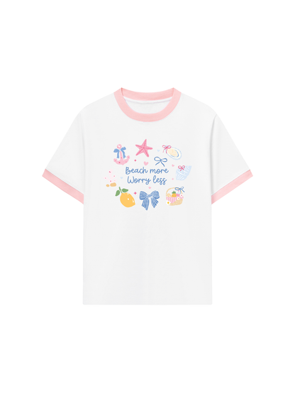 Áo Thun Ringer Relaxed Fit Beach More Worry Less