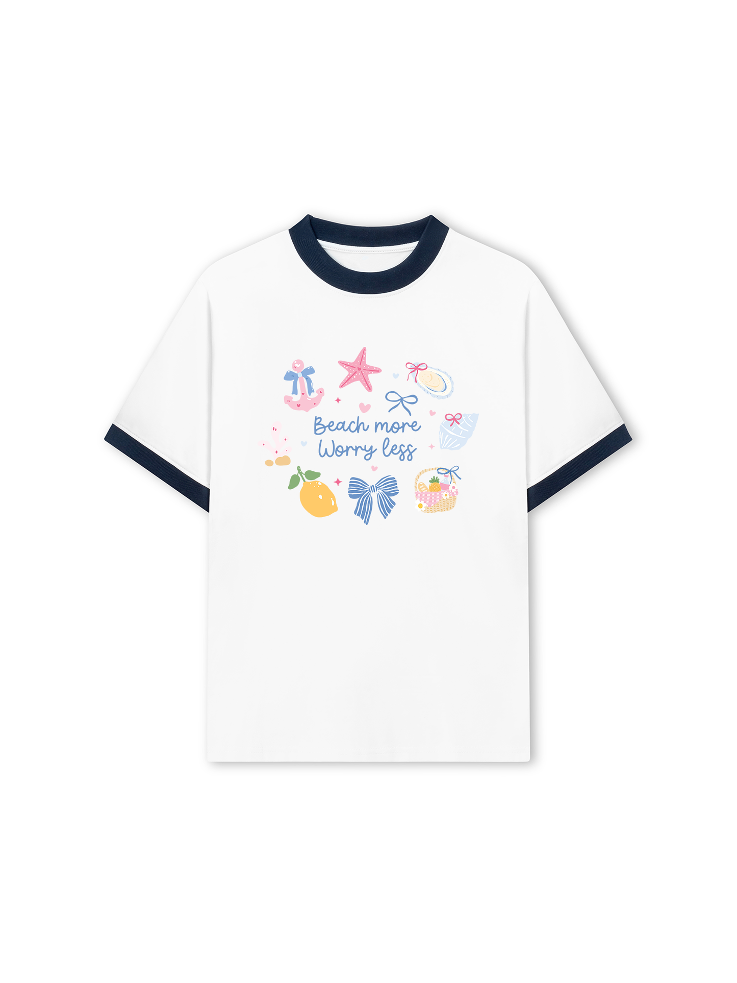 Áo Thun Ringer Relaxed Fit Beach More Worry Less