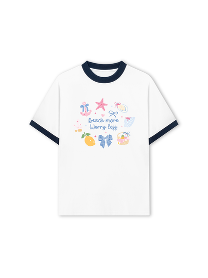 Áo Thun Ringer Relaxed Fit Beach More Worry Less