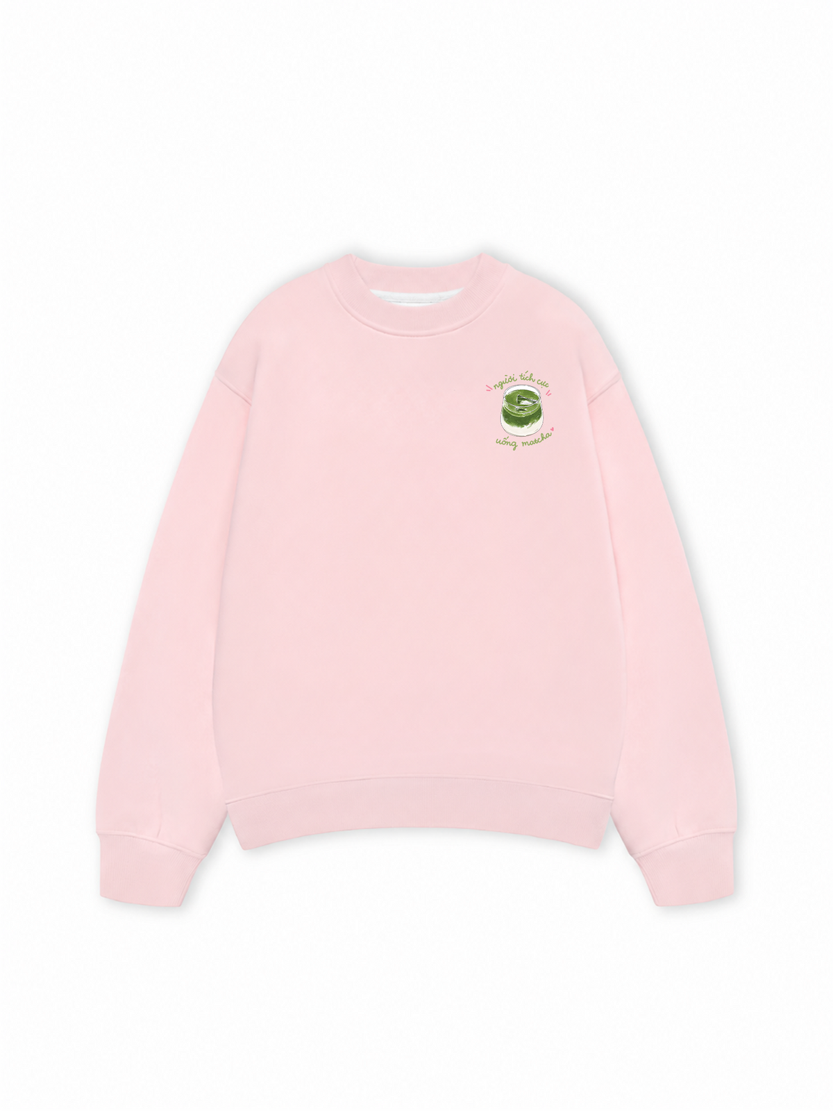 Áo Sweater Nỉ Hai Da Người Tích Cực Uống Matcha