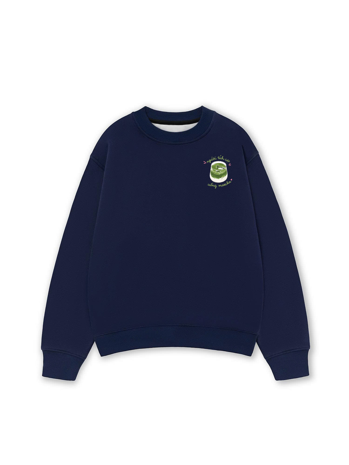 Áo Sweater Nỉ Hai Da Người Tích Cực Uống Matcha