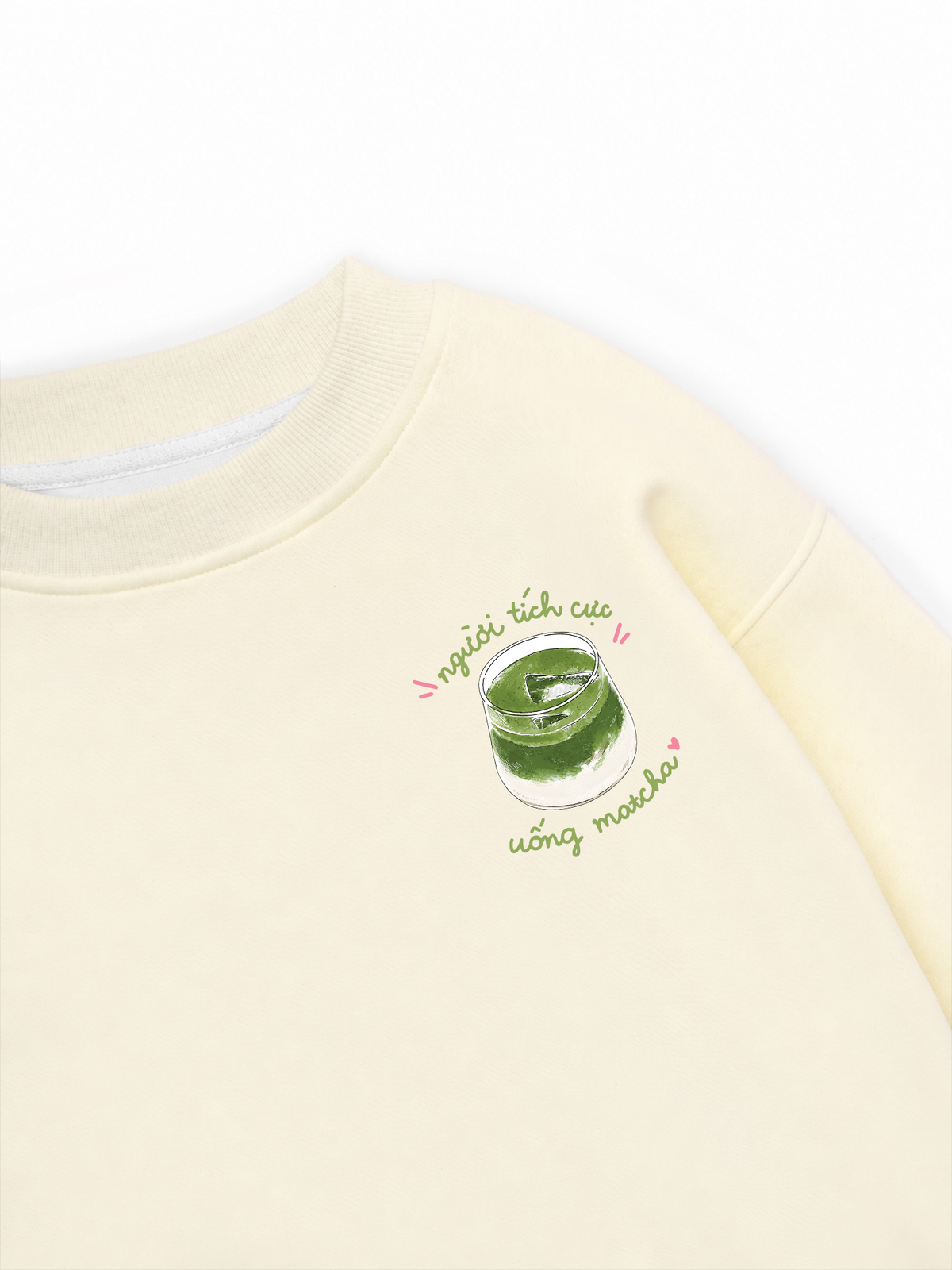 Áo Sweater Nỉ Hai Da Người Tích Cực Uống Matcha