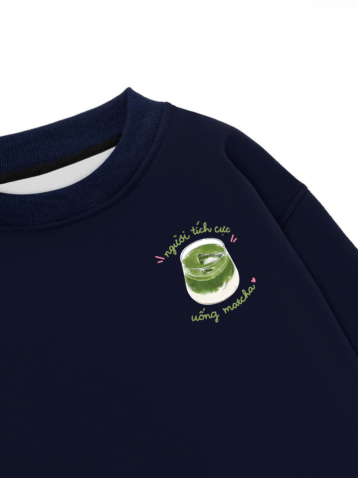 Áo Sweater Nỉ Hai Da Người Tích Cực Uống Matcha