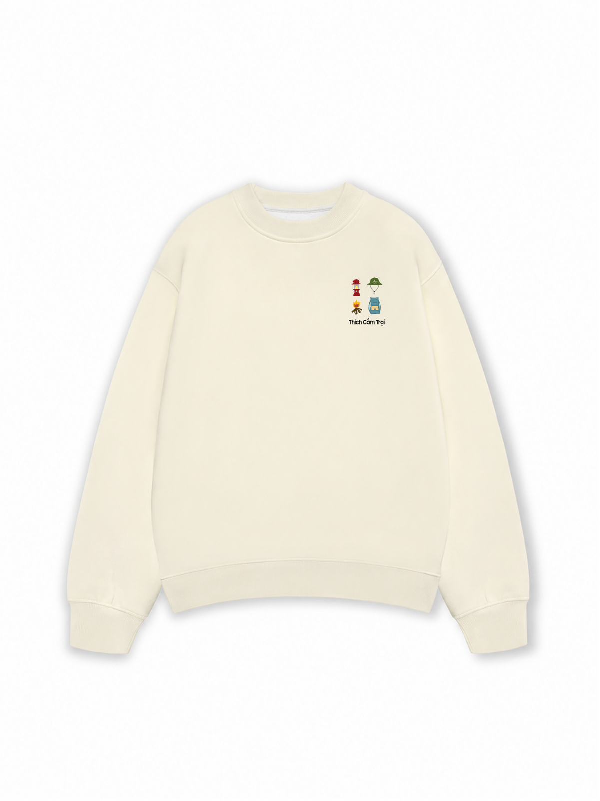 Áo Sweater Nỉ Hai Da Thích Cắm Trại
