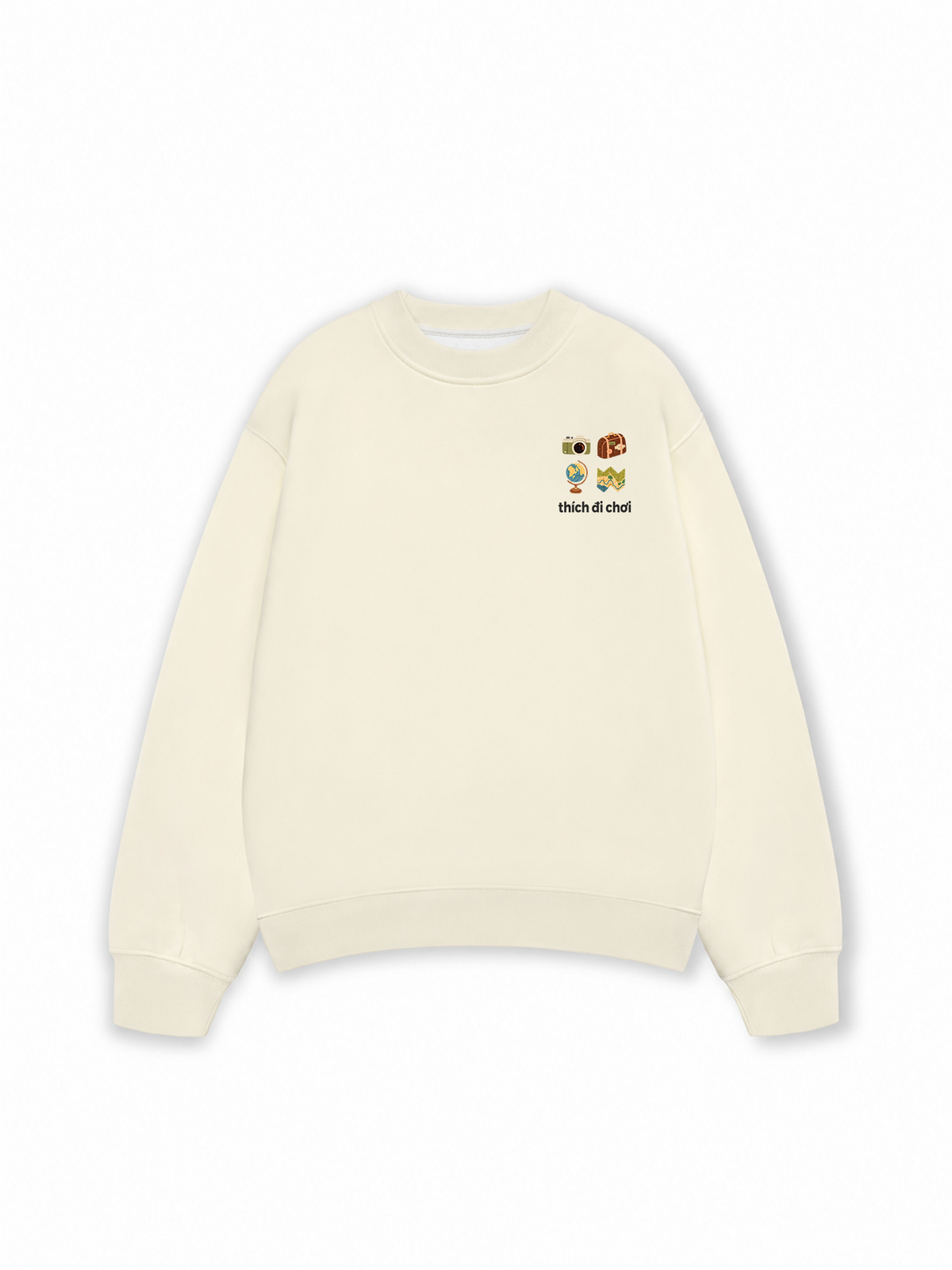 Áo Sweater Nỉ Hai Da Thích Đi Chơi