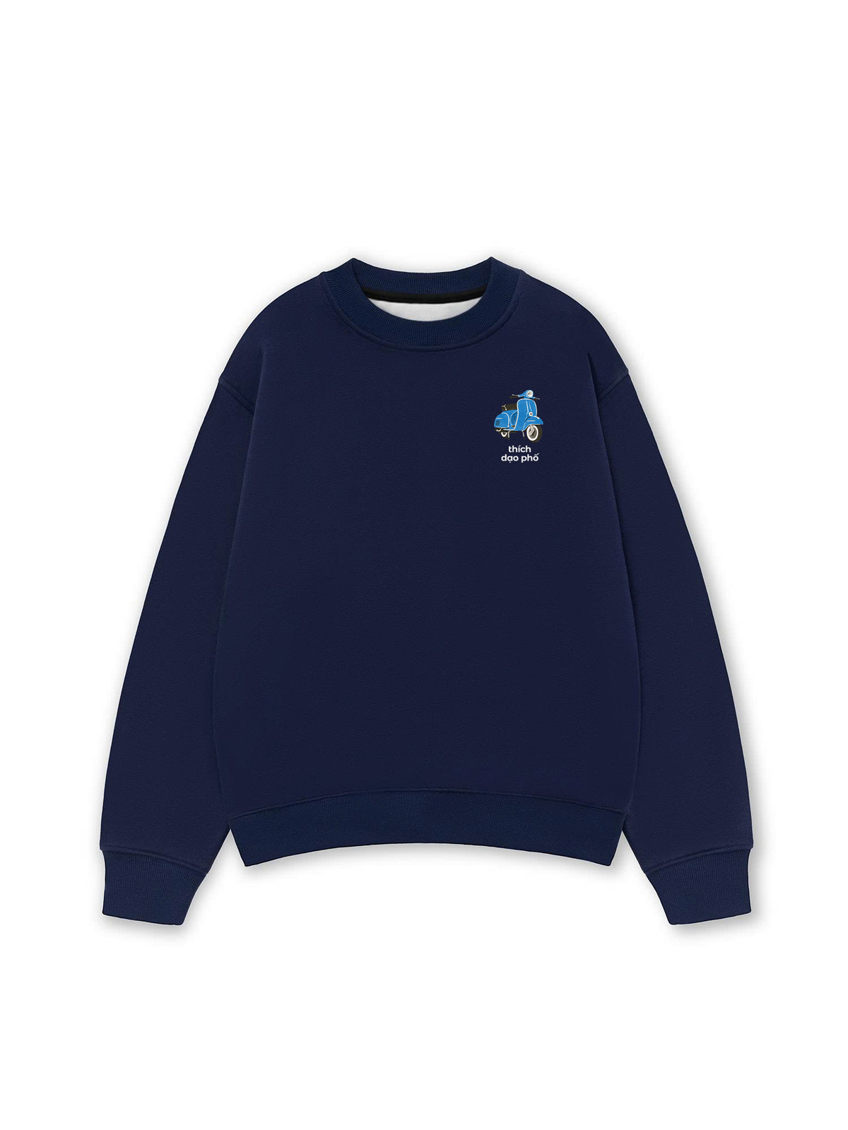 Áo Sweater Nỉ Hai Da Thích Dạo Phố Blue