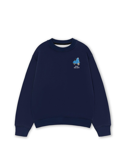 Áo Sweater Nỉ Hai Da Thích Dạo Phố Blue