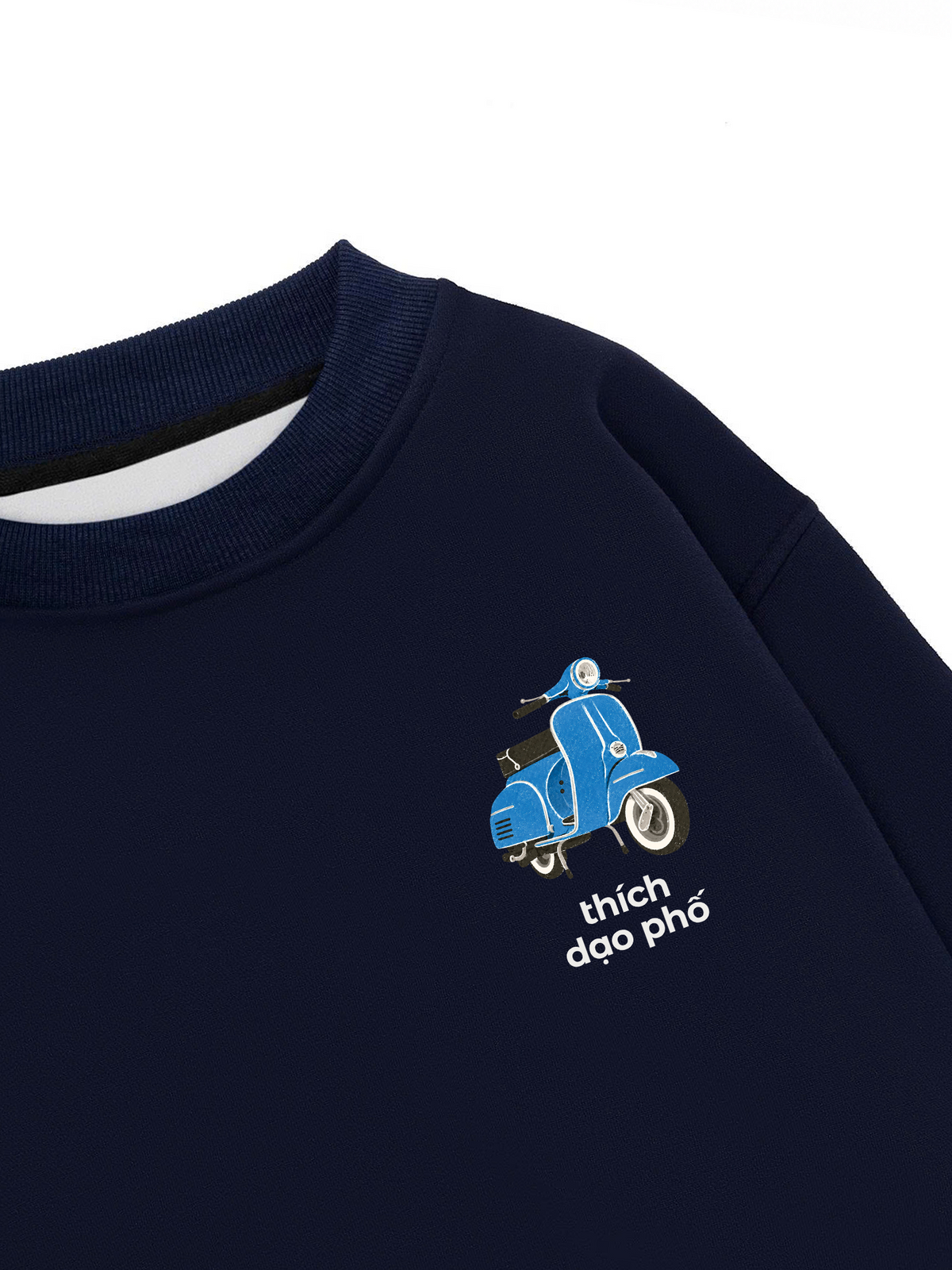 Áo Sweater Nỉ Hai Da Thích Dạo Phố Blue