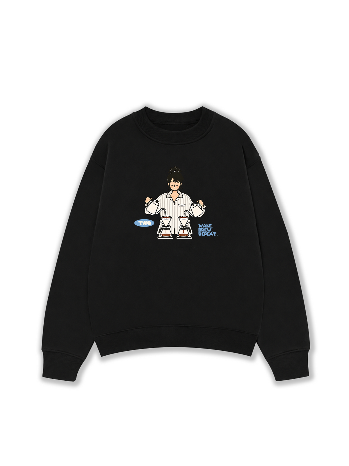 Áo Sweater Nỉ Hai Da Wake Brew Repeat