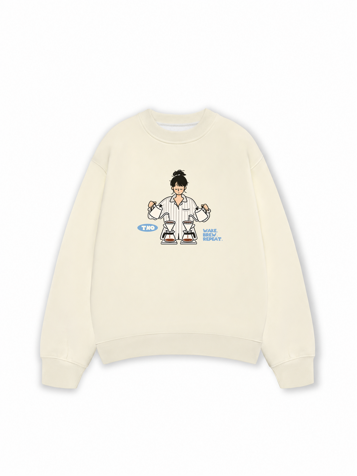 Áo Sweater Nỉ Hai Da Wake Brew Repeat