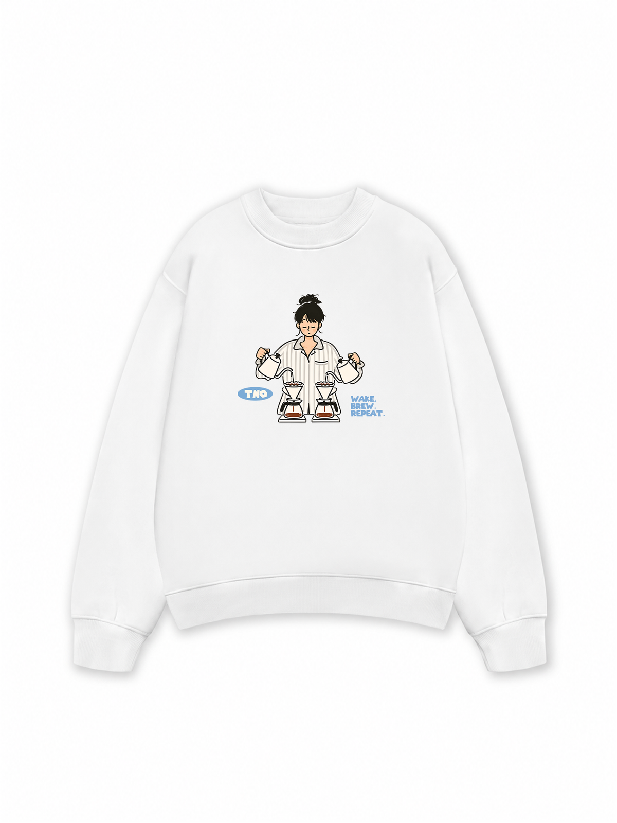 Áo Sweater Nỉ Hai Da Wake Brew Repeat