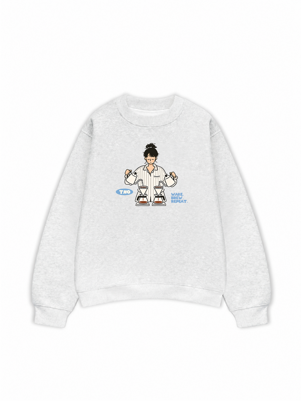 Áo Sweater Nỉ Hai Da Wake Brew Repeat
