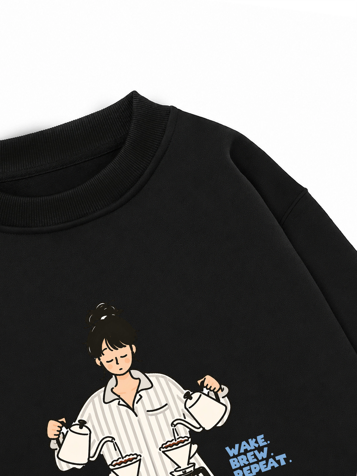 Áo Sweater Nỉ Hai Da Wake Brew Repeat