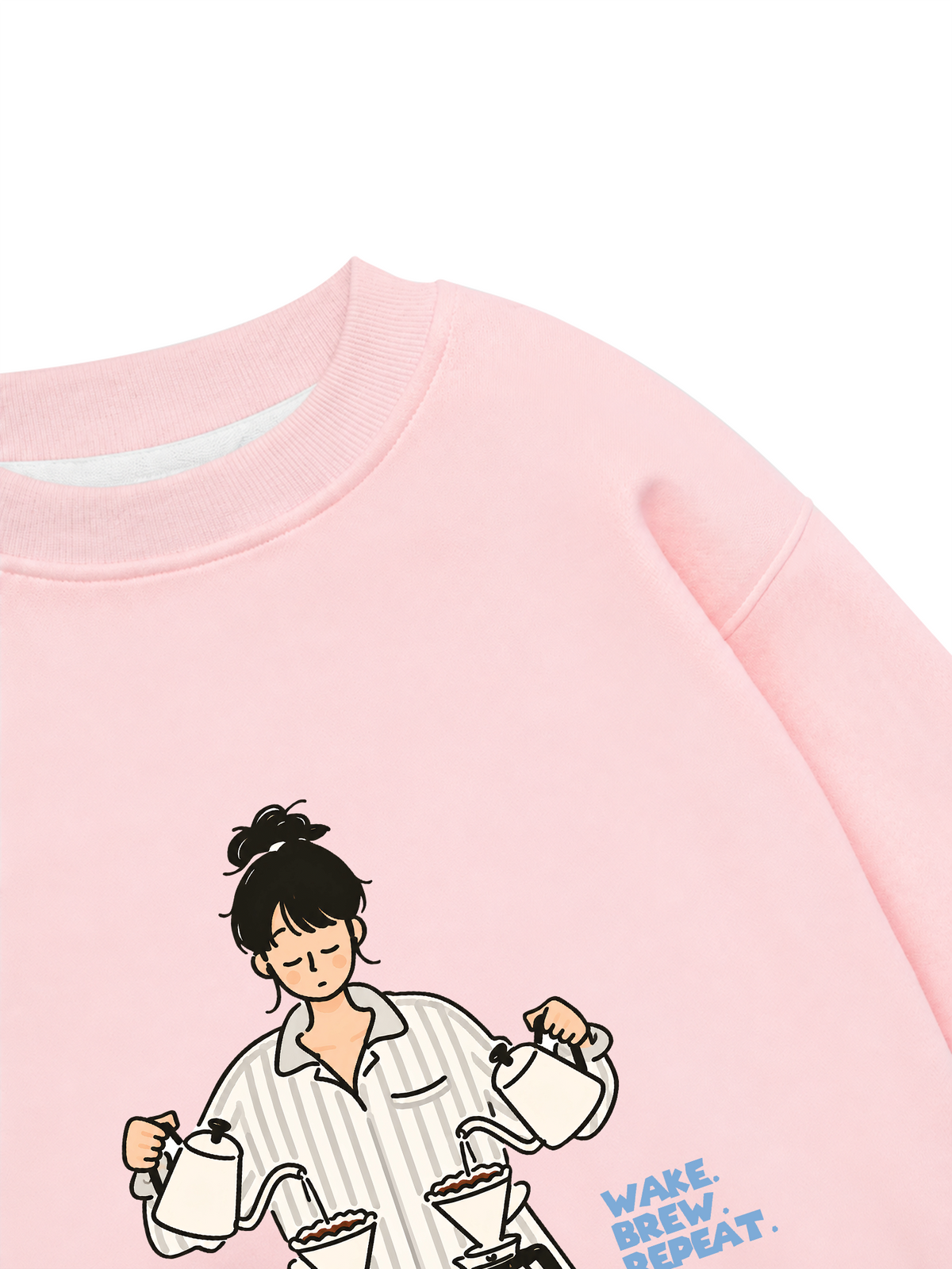 Áo Sweater Nỉ Hai Da Wake Brew Repeat