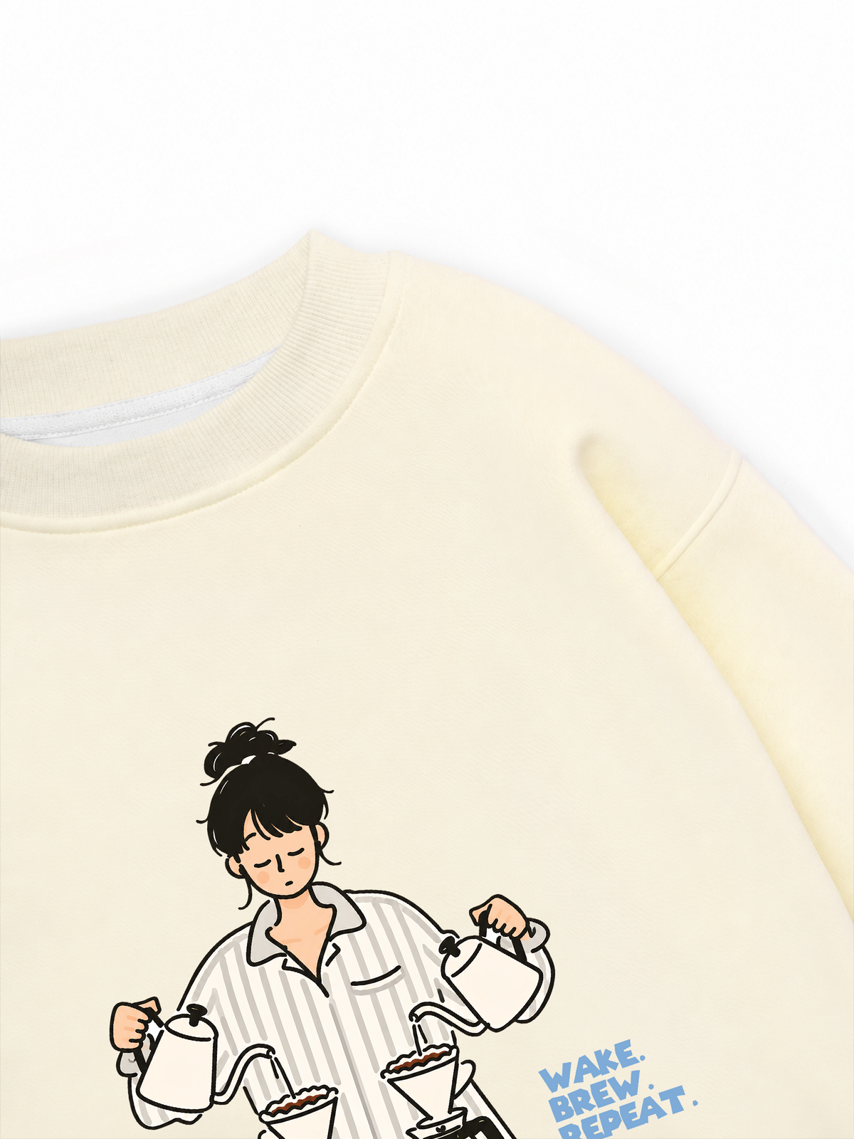 Áo Sweater Nỉ Hai Da Wake Brew Repeat