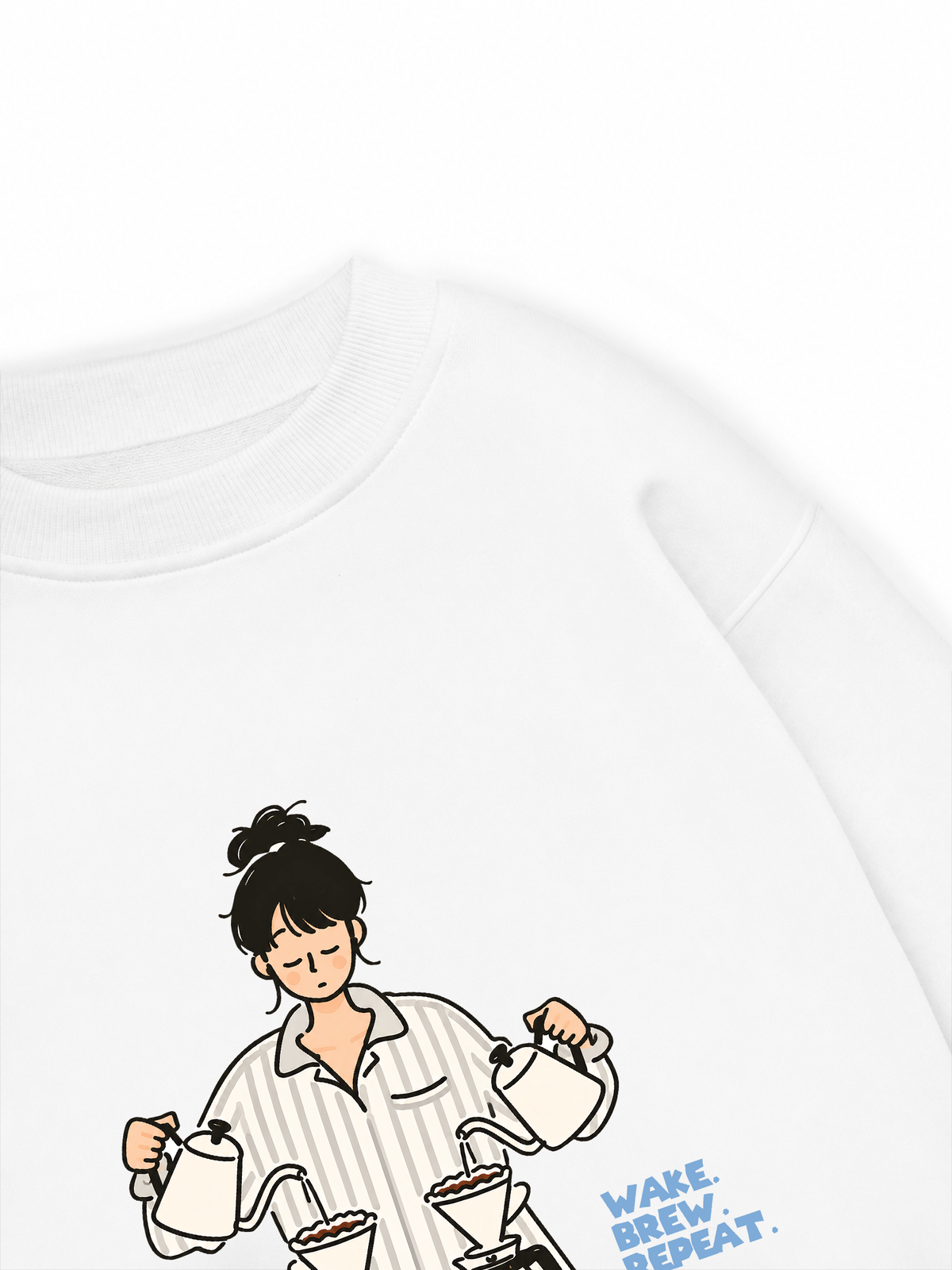 Áo Sweater Nỉ Hai Da Wake Brew Repeat