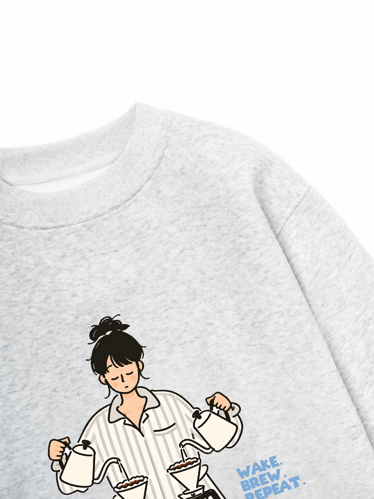 Áo Sweater Nỉ Hai Da Wake Brew Repeat