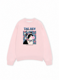 Áo Sweater Nỉ Hai Da Pink Bubble Meow