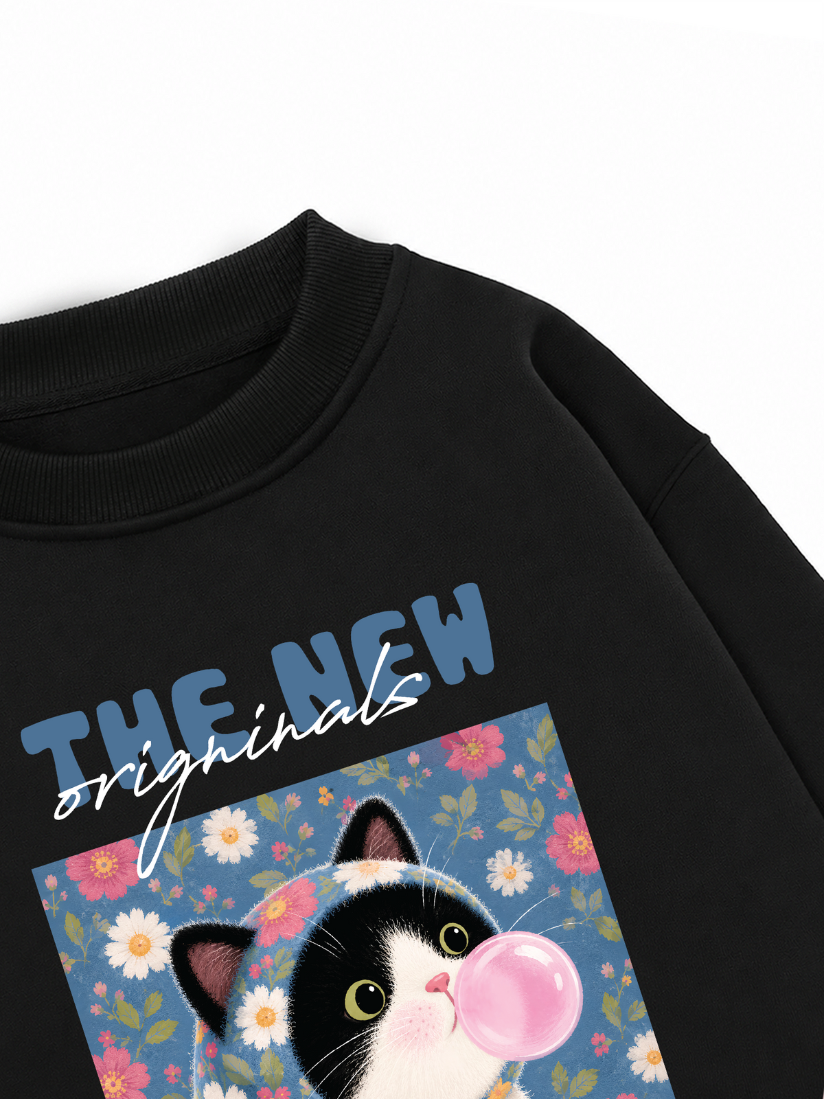 Áo Sweater Nỉ Hai Da Pink Bubble Meow