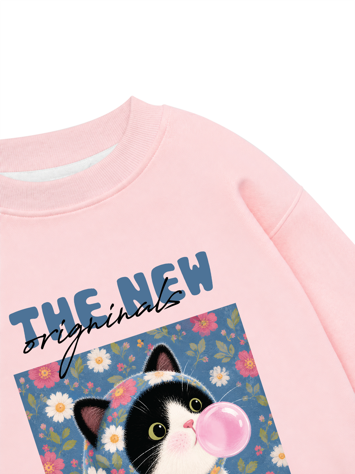Áo Sweater Nỉ Hai Da Pink Bubble Meow