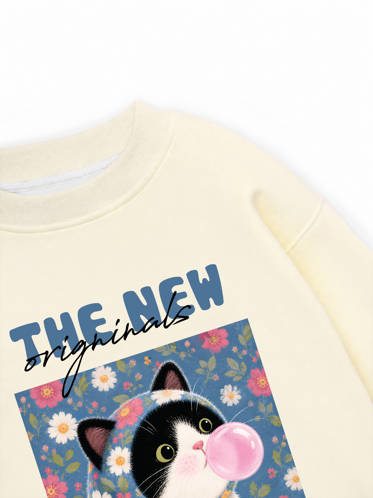 Áo Sweater Nỉ Hai Da Pink Bubble Meow