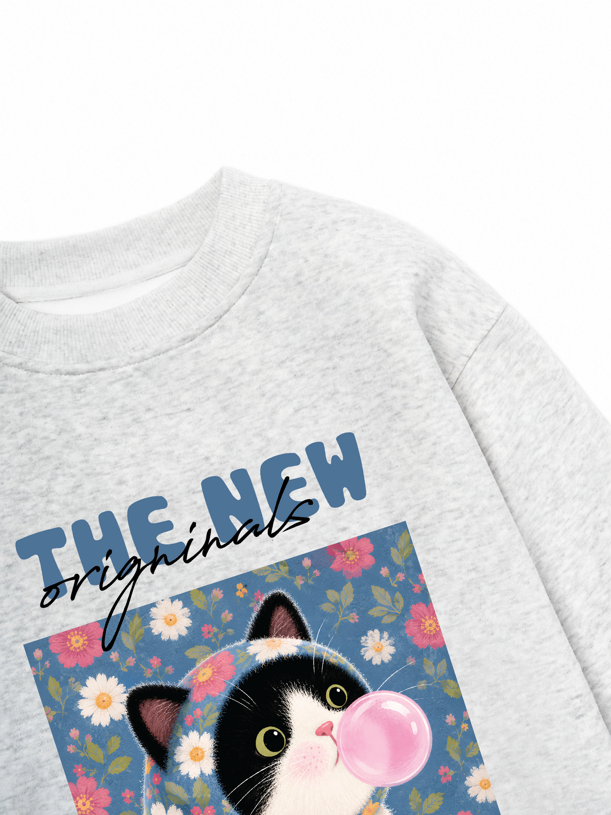 Áo Sweater Nỉ Hai Da Pink Bubble Meow