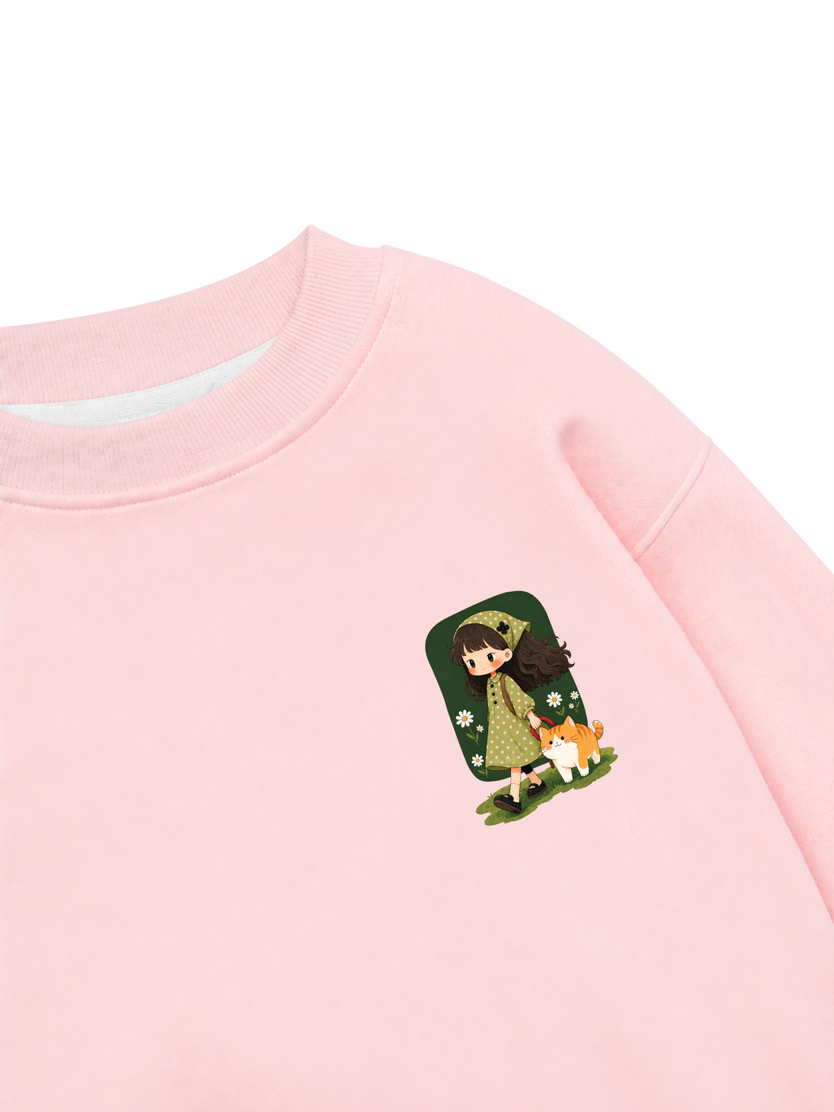Áo Sweater Nỉ Hai Da Walking With A Cat