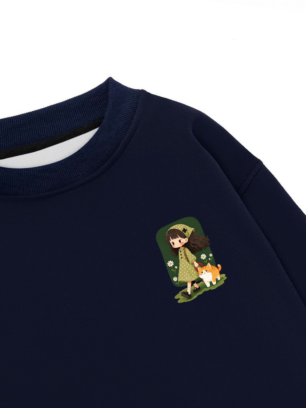 Áo Sweater Nỉ Hai Da Walking With A Cat