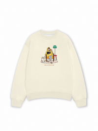 Áo Sweater Nỉ Hai Da Everyday Diary Sách Cà Phê Và Mèo