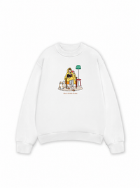 Áo Sweater Nỉ Hai Da Everyday Diary Sách Cà Phê Và Mèo