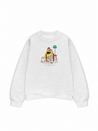 Áo Sweater Nỉ Hai Da Everyday Diary Sách Cà Phê Và Mèo