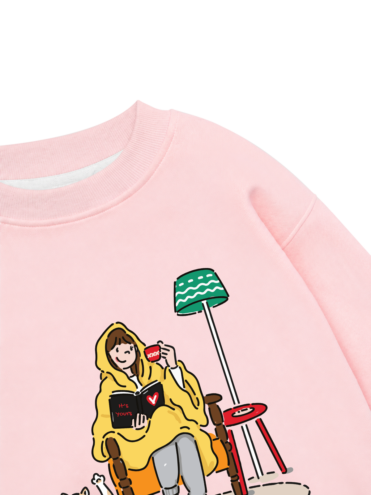 Áo Sweater Nỉ Hai Da Everyday Diary Sách Cà Phê Và Mèo