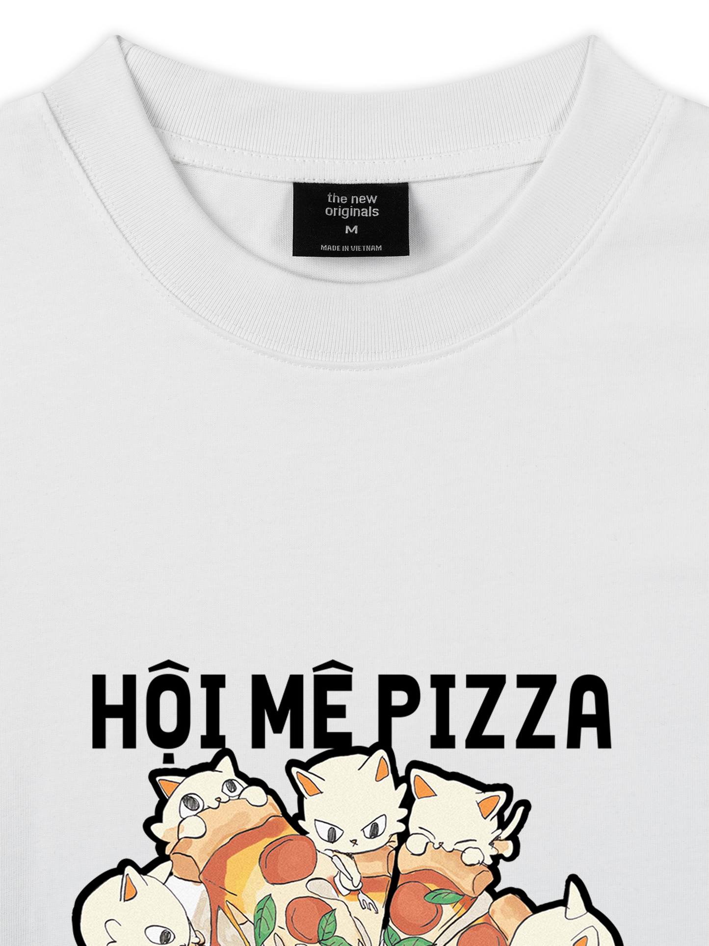 Áo Thun Relaxed Fit Hội Mèo Mê Pizza