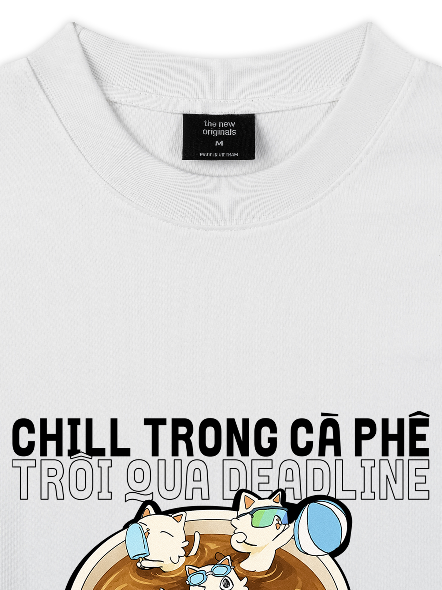 Áo Thun Relaxed Fit Hội Mèo Chill trong Cà Phê