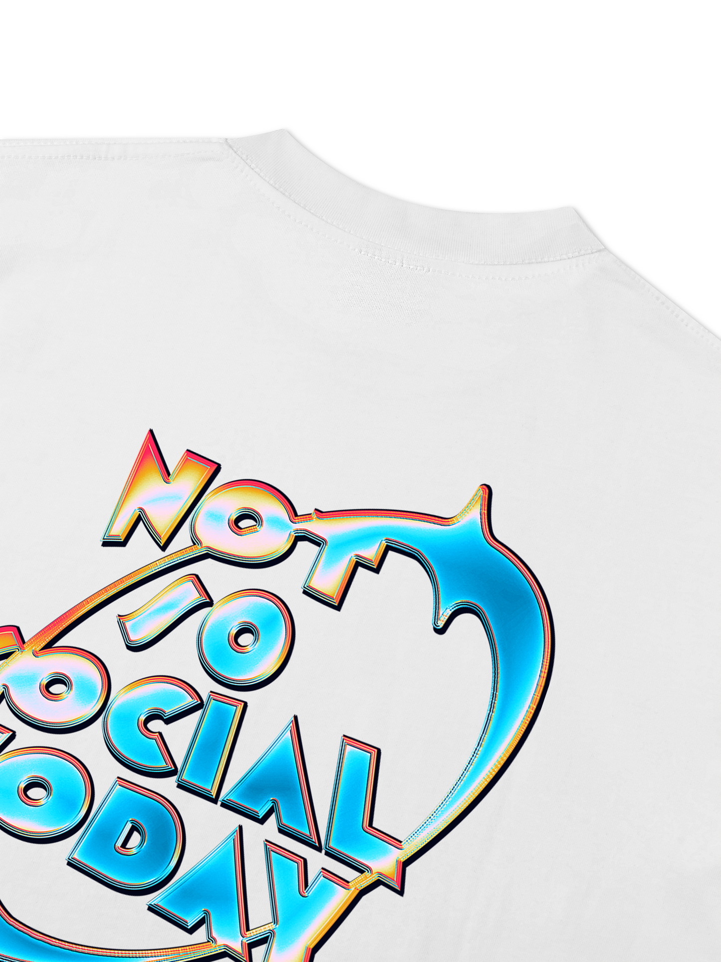 Áo Thun Relaxed Fit Not So Social Today Neon Holographic