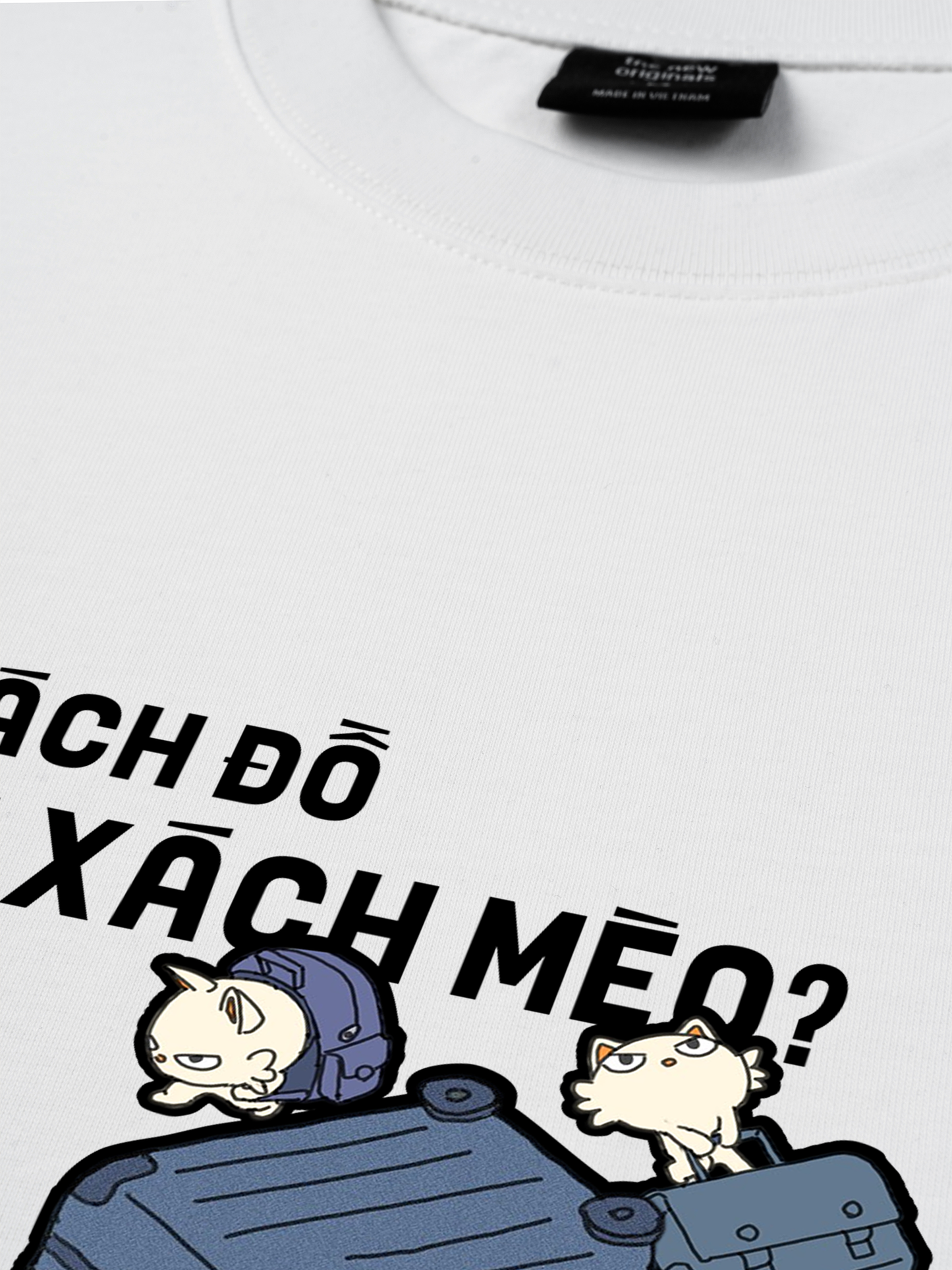 Áo Thun Relaxed Fit Hội Mèo Xách Vali